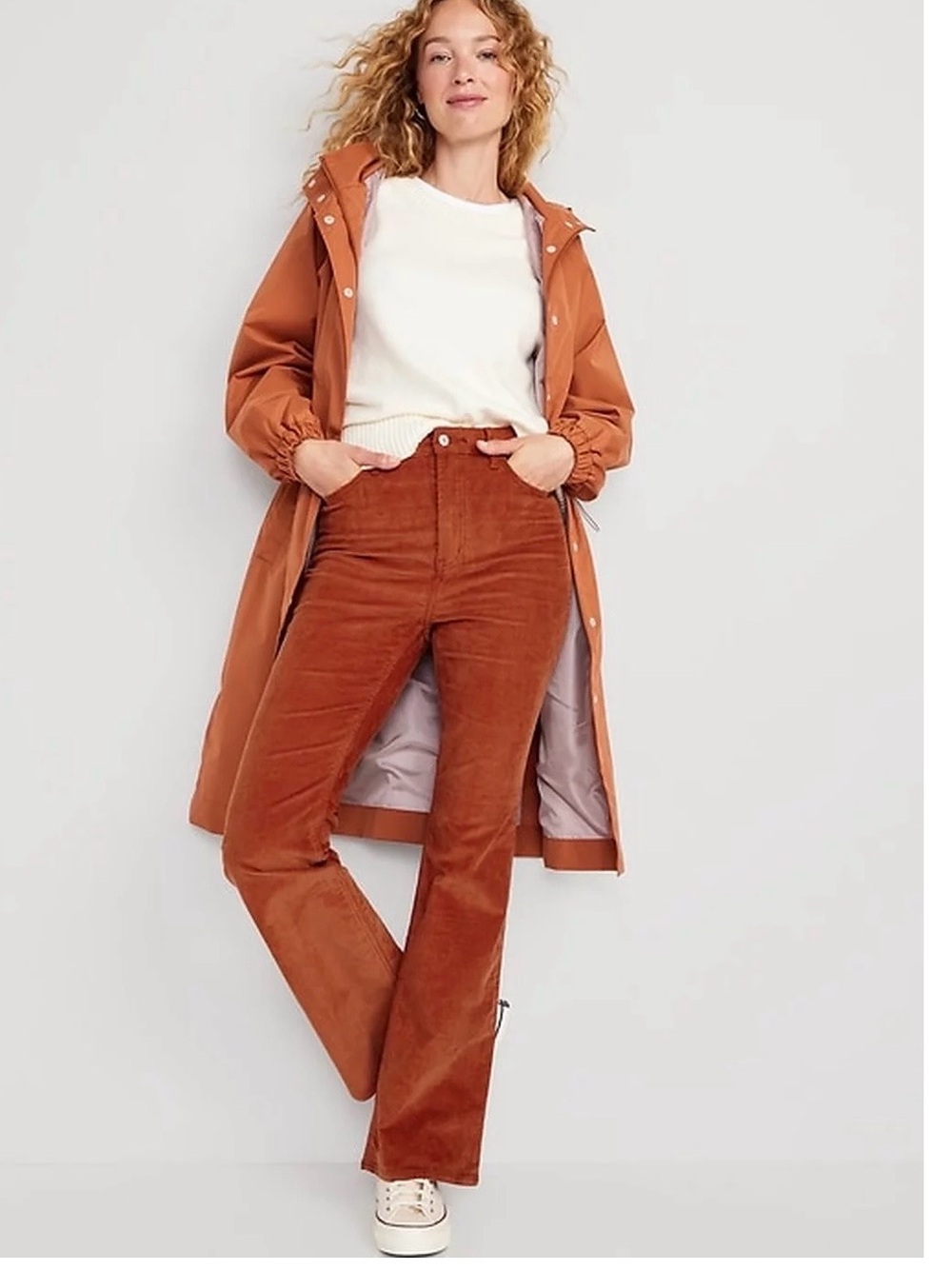 Old Navy higher High-Rise Corduroy Flare Pants in Burnt Orange Rust 6 CBK